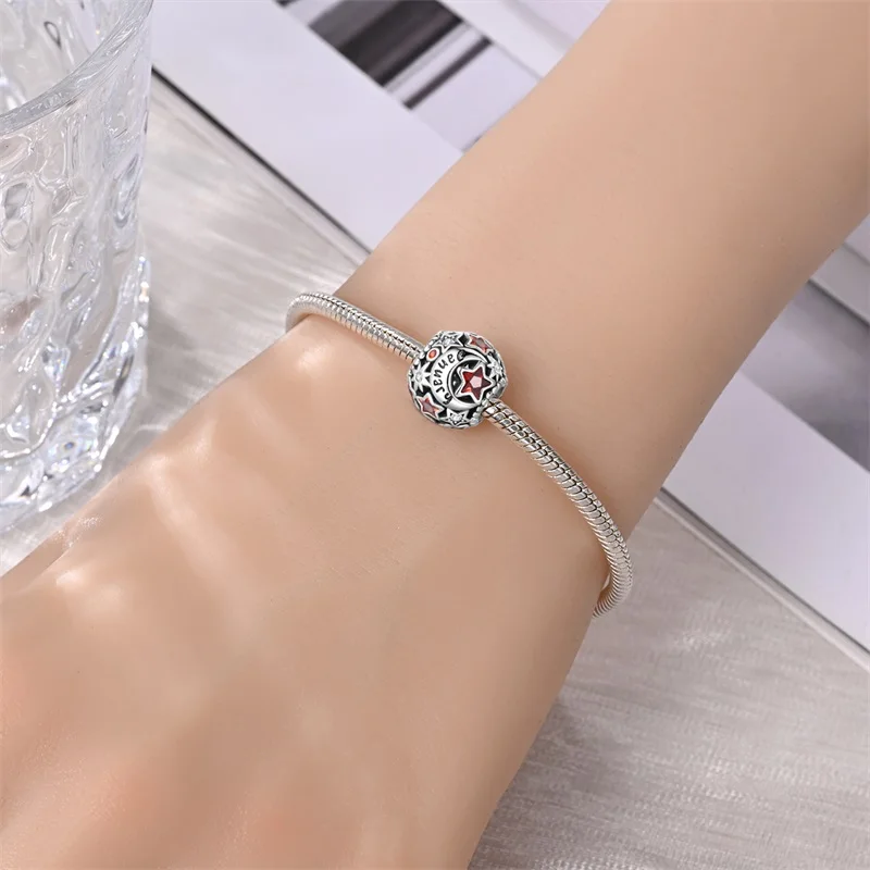 Nuove perline per collana con pietre portafortuna commemorative in argento sterling 925 lucide adatte per braccialetti, perline, regalo di compleanno femminile