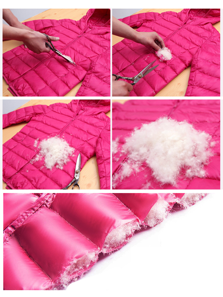 Jesienno-zimowa ultracienka przenośna kurtka puchowa damska biała kaczka puchowa, ciepła kurtka z długimi rękawami, kurtka damska Parka