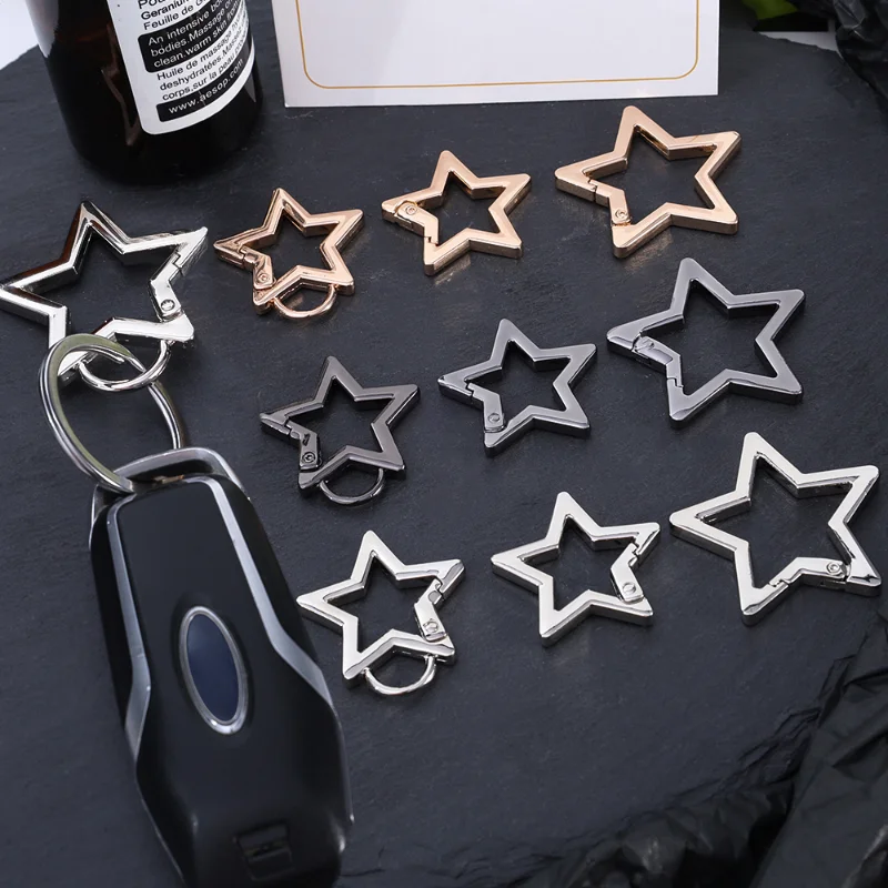 Cierre de resorte en forma de estrella hueca, mosquetón de Metal, llavero, bolsa, gancho de Clip, conector de hebilla de cadena para perro, accesorios para hacer joyería DIY