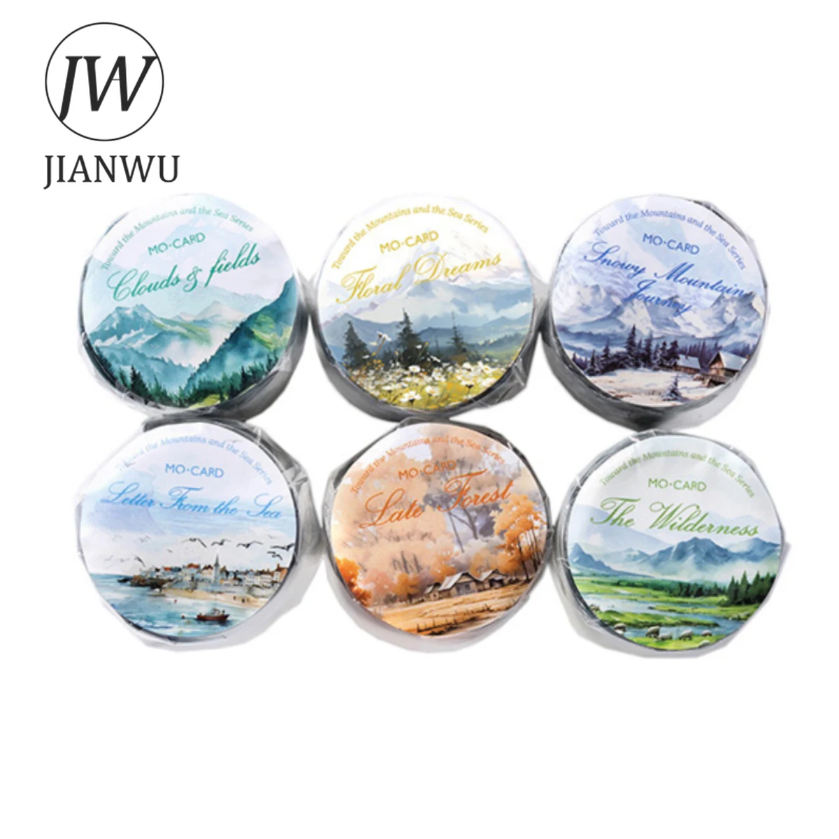 JIANWU 30mm*200cm 산과 바다 시리즈 빈티지 조경 콜라주 소재 PET 테이프 크리 에이 티브 DIY 저널 편지지