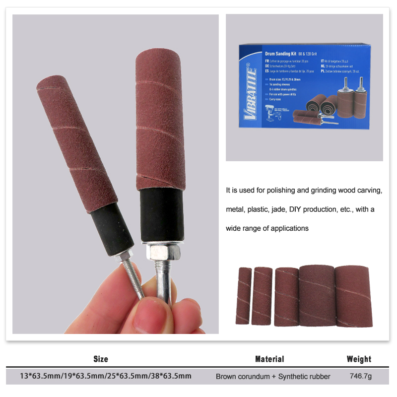 20pcs Sanding Drum with Color Box Sander Drum Kit Rubber Mandrels Sandpaper for Engraving Woodworking Drill Polishing Rotary