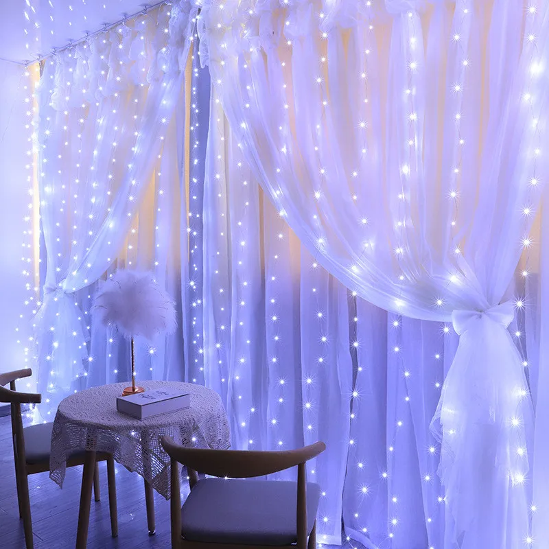 6 メートル/3 メートル USB LED カーテンフェストゥーン Led ライト花輪新年クリスマス装飾結婚式の装飾屋外ガーデンライト