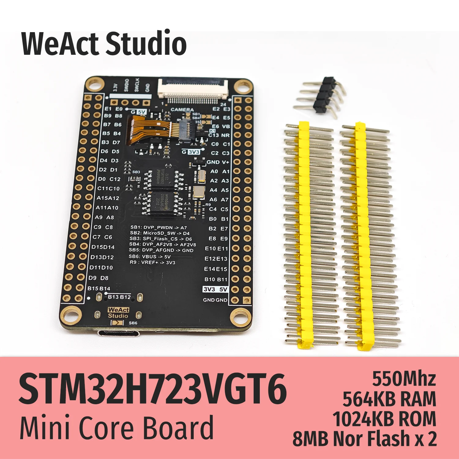 WeAct STM32H723VGT6 STM32H723 STM32H7 STM32 Placa central Placa de demostración