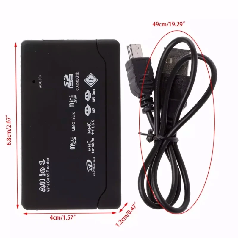 Usb 2.0 All In One Mini Memory Card Reader, Multifunctional Card Reader,, 480mbps, Tf, M2, Xd, Cf, Micro Sd