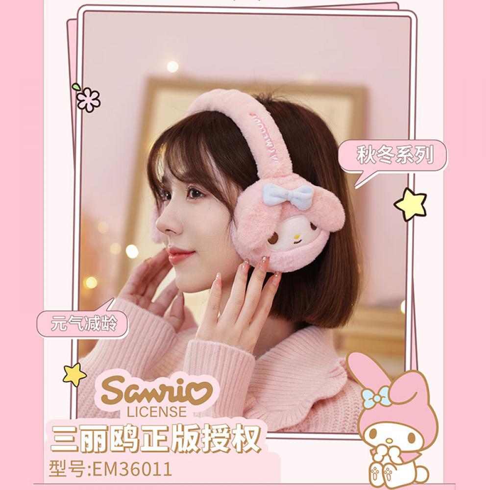 Sanrio Pochacco Plush Flip ถุงมือหมวก Earmuffs Kawaii การ์ตูน Kuromi Melody ฤดูหนาว Soft Thicken WARM สาวนักเรียนเทศกาลของขวัญ