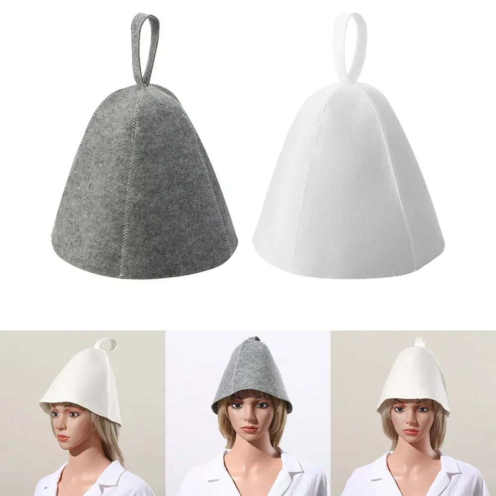 1 buah topi Sauna lakan wol pelindung kepala rambut topi Sauna Spa panas 25x23cm topi pembersih produk kamar mandi Sauna Universal