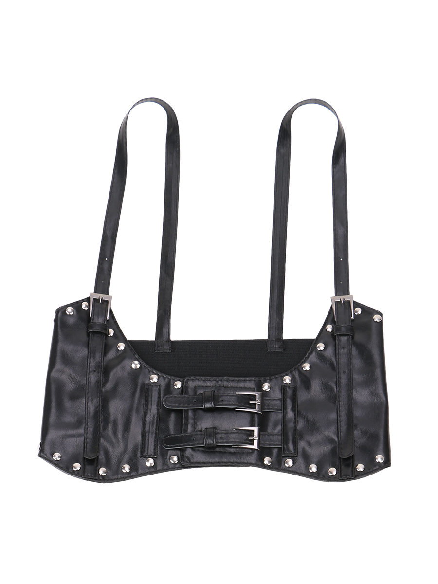 Alça ajustável Suspender Vest Espartilho para Mulheres, Sexy Stud, Punk Ombro, Cinto Elástico, Gótico, Underbust, Cintura Decore