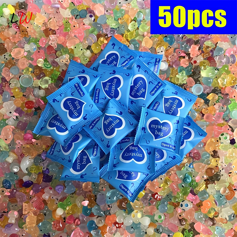 25/50 шт. светящиеся в темноте мини-сумки из смолы с животными и грибами, сказочный садовый декор, микропейзаж, подарок на день рождения