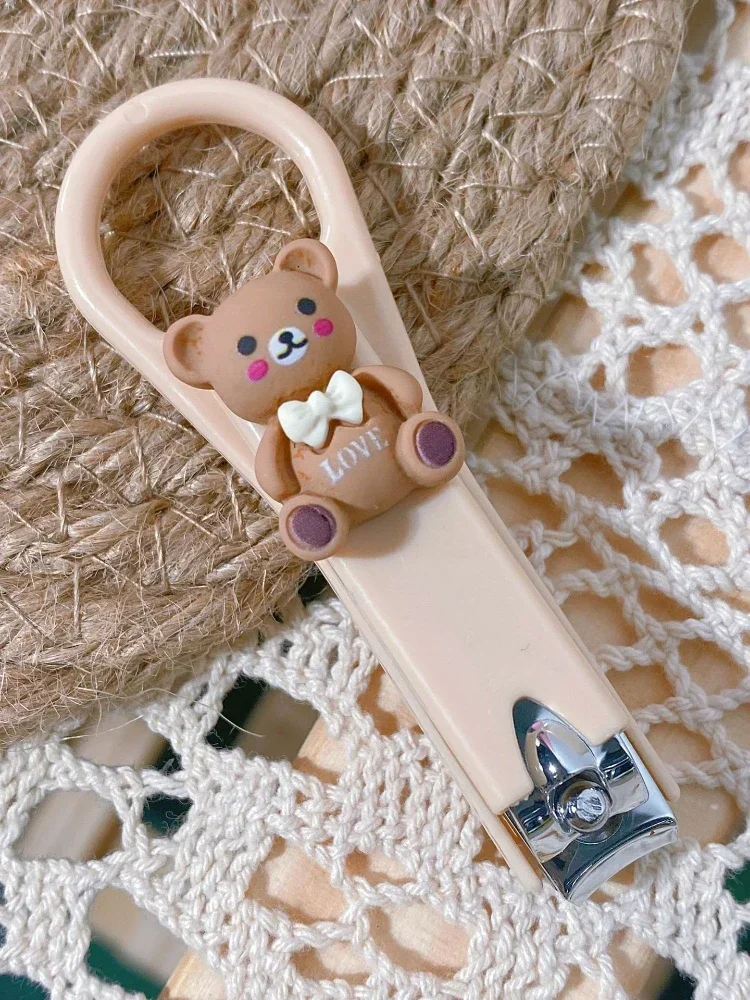 Novo bonito dos desenhos animados urso coelho cortador de unhas anti respingo aparador de unhas do bebê acessórios cuidados com as unhas ferramentas manicure