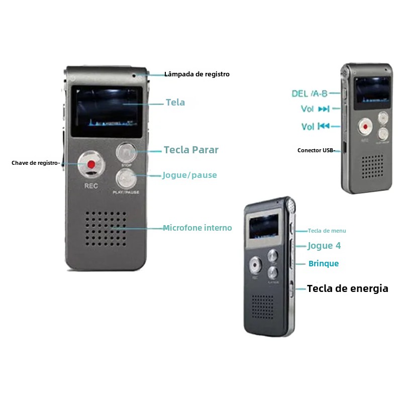 Equipamento de caça fantasma paranormal Gravador digital EVP ativado por voz USB US 8GB (preto)