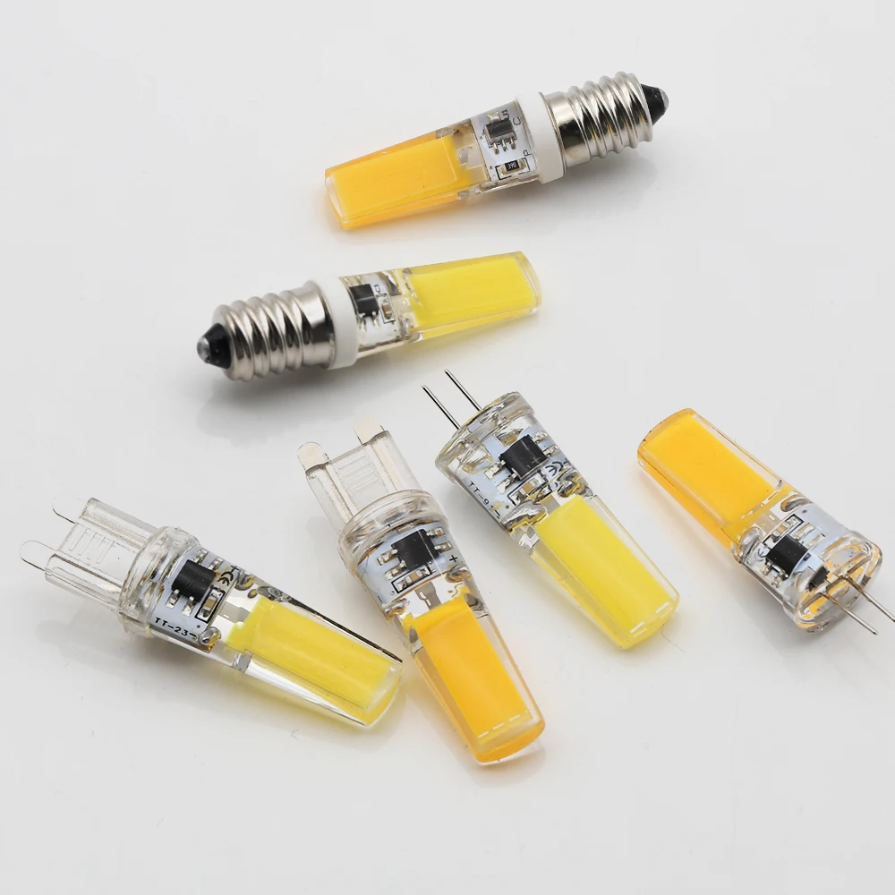 Lámpara LED COB G4 E14 G9 12V 220V regulable 6W 9W bombilla LED COB Lampada iluminación LED reemplazar foco halógeno lámpara LED