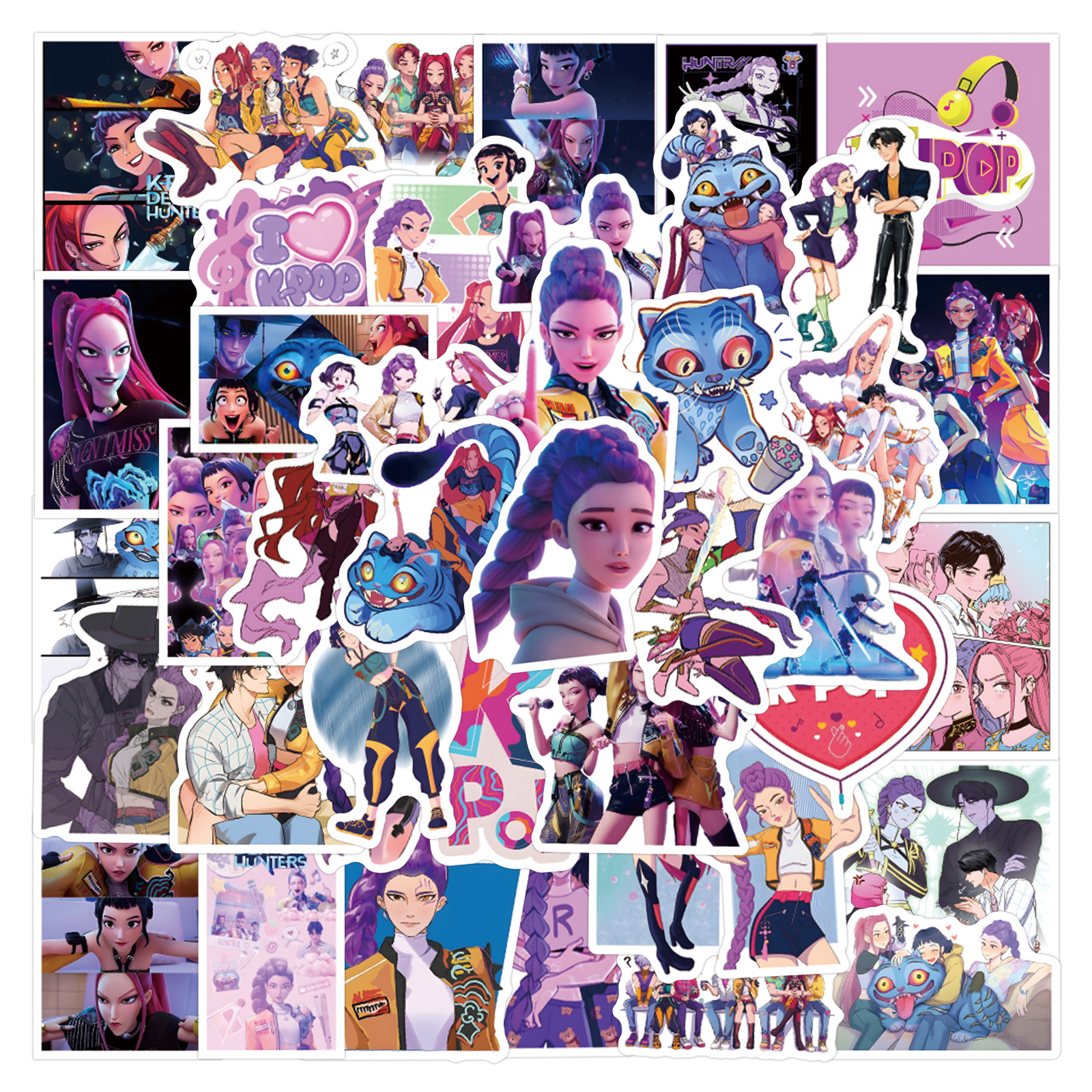 10/55 Uds película animada KPop Demon Hunters pegatinas personalizadas Cool creativo decorativo taza de agua funda móvil calcomanía impermeable
