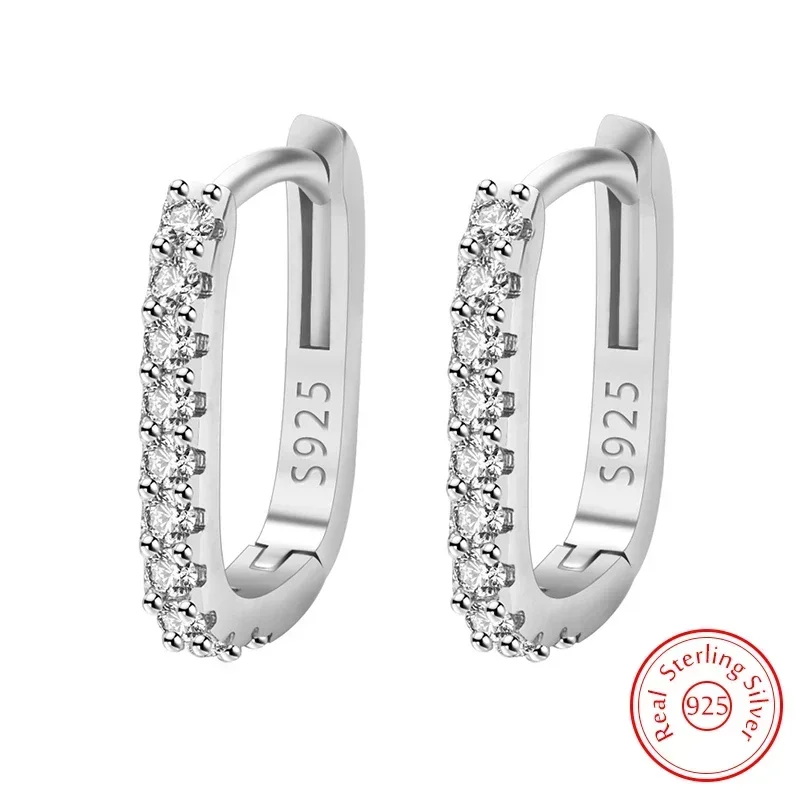 Mode Kpop 925 Sterling Silber Luxus Kristall Schmuck Zirkon Kreis Creolen für Frau Dame Hochzeit Party Urlaub Geschenke