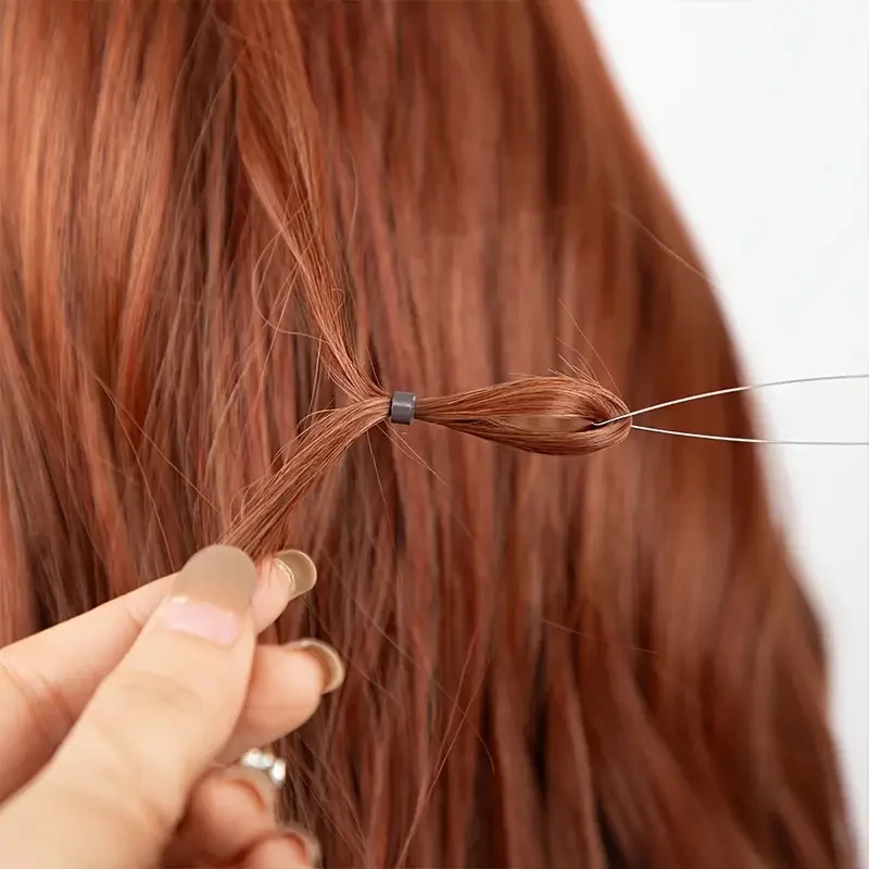 2-20 pces micro anéis loop ferramenta loop threader puxando agulha usado com alicate de cabelo e contas para ferramentas de extensão de penas de cabelo humano