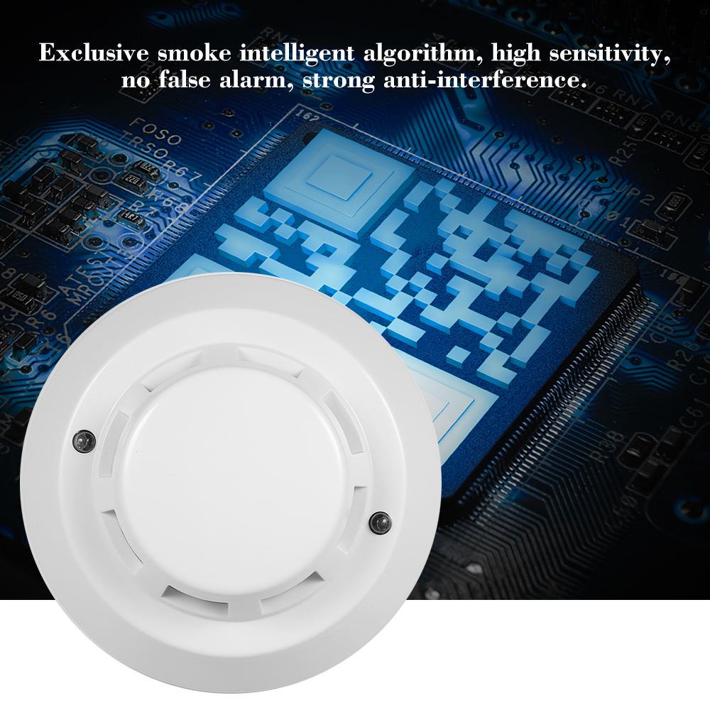 Wired Photoelectric Smoke Detector High Sensitive Alarm Sensor Anti Burning Connect to Wired Zone for Home/Store/Hotel/Factory