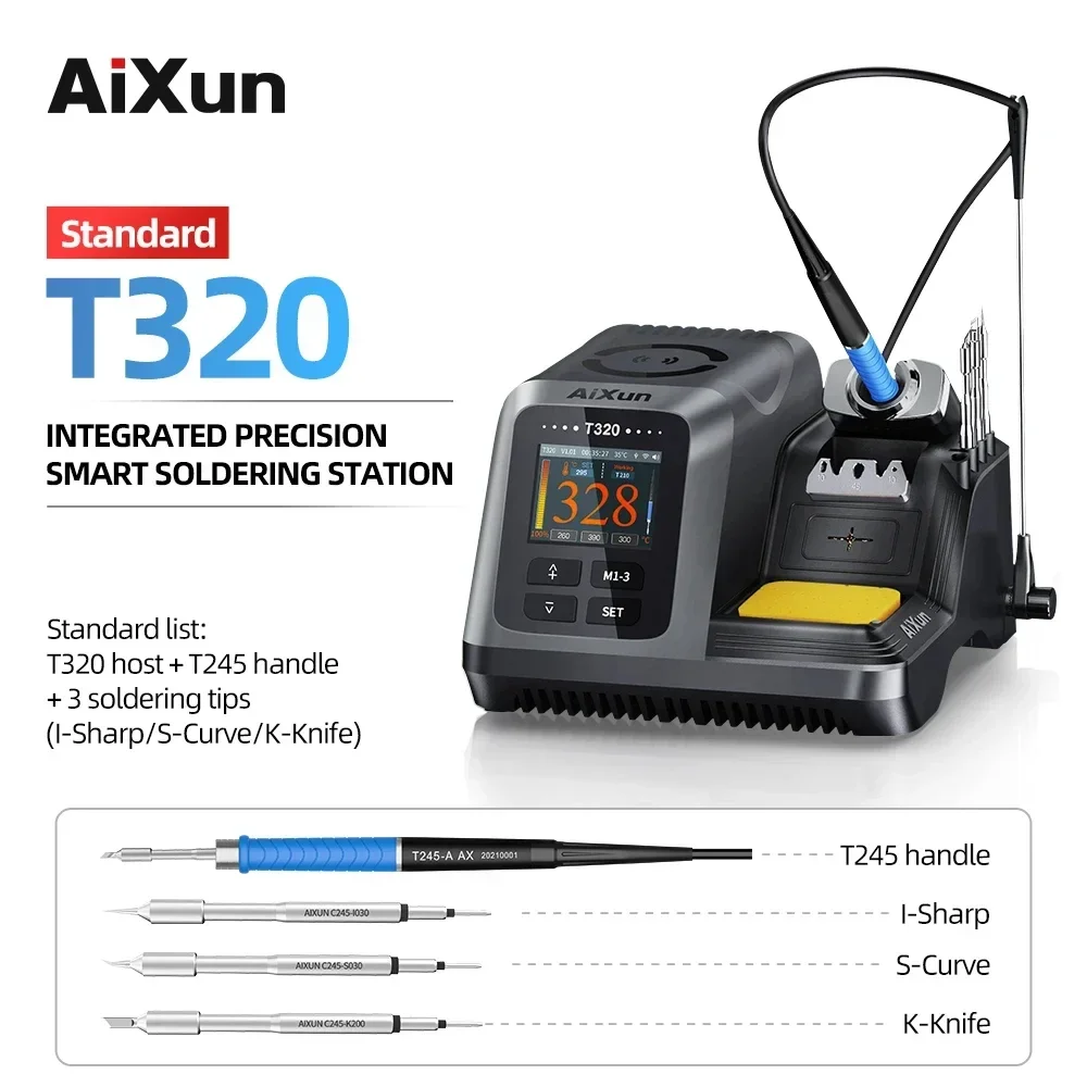 AIXUN-Station de soudage T320, T245 C210, pointe de poignée à souder, pâte à souder chauffante, réparation de téléphone portable, machine à souder, 200W, 2S