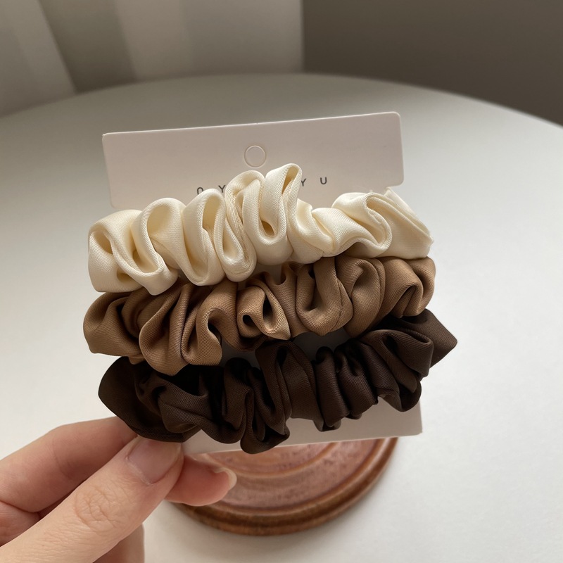 3 ชิ้น/เซ็ตผ้าไหมซาติน Scrunchies ผู้หญิงสีทึบเชือกผม Elegant ผู้ถือหางม้ายางวงยืดหยุ่น Hairband อุปกรณ์เสริมผม