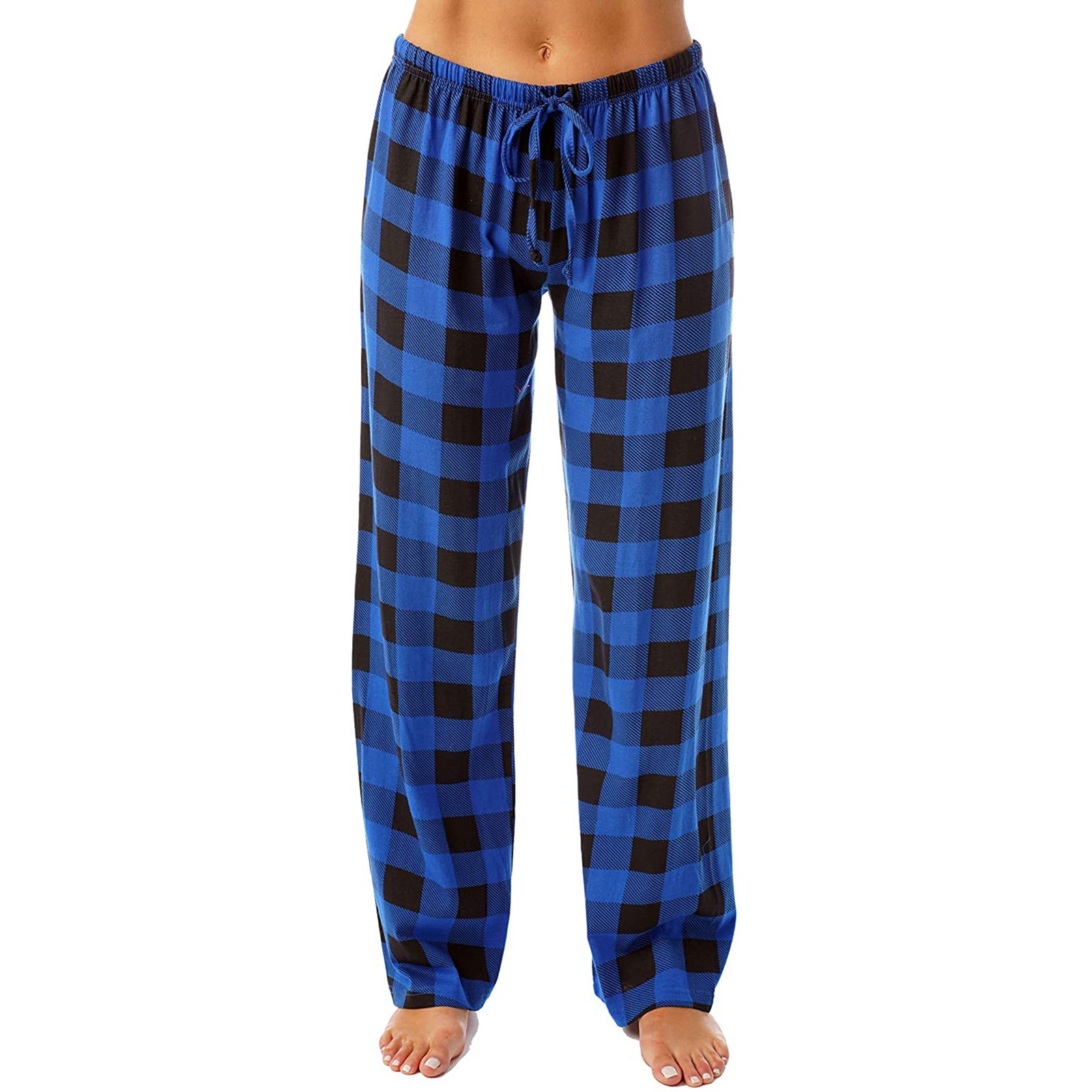 Mulheres calças de pijama de natal outono inverno xadrez impresso calças moda casual calças de perna larga roupas streetwear