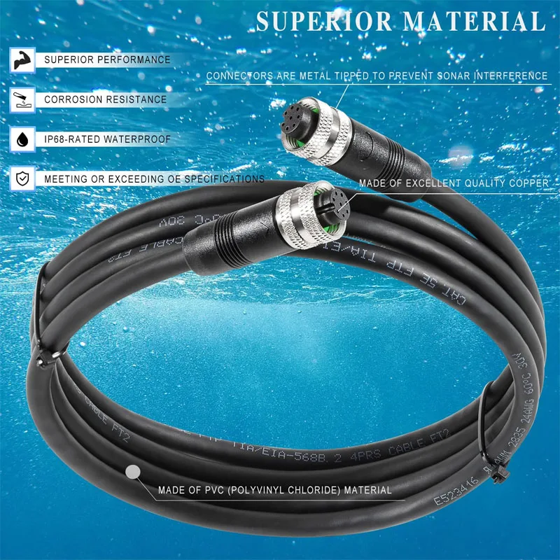 Humminbird 4. 00-6 Boot Ethernet-Kabel 5 Fuß, passend für alle Helix 15, Helix 12, Helix 10, Helix 9 usw., alle Apex Solix Onix-Modelle