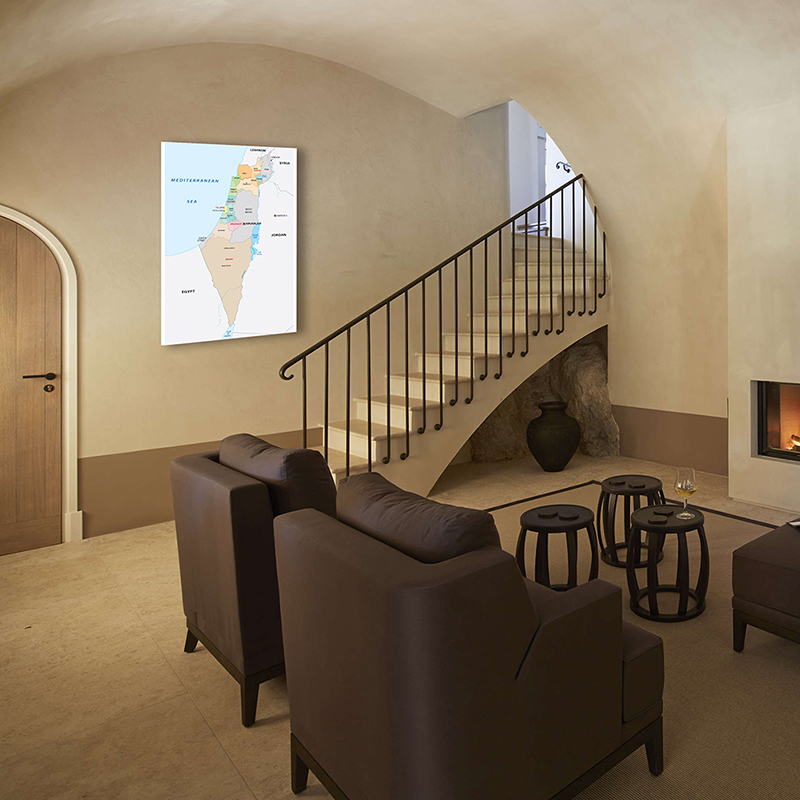100*150Cm Israel Bản Đồ Hành Chính Trong Tiếng Anh Không Dệt Vải Canvas Tranh Nghệ Thuật Treo Tường Áp Phích Trang Trí Nhà đồ Dùng Học Tập