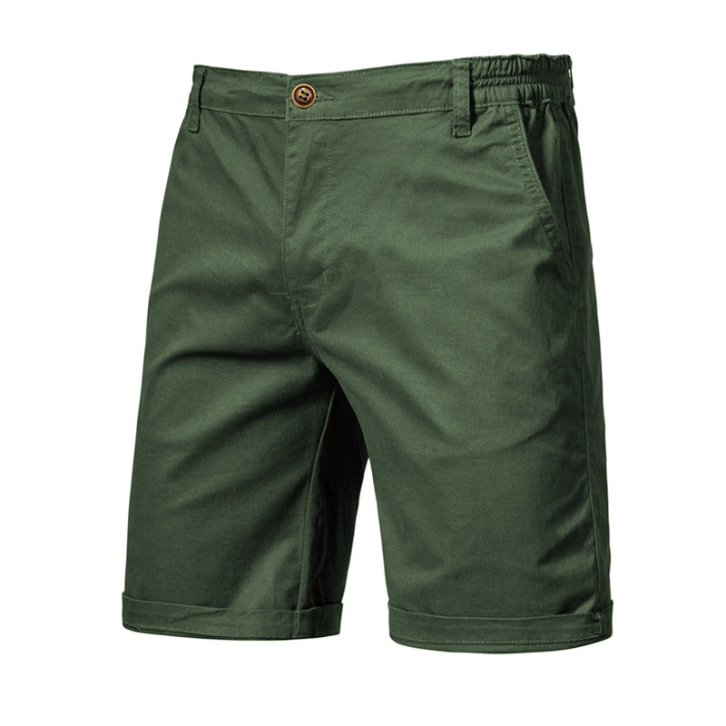Short d'été en coton de couleur unie pour hommes, haute qualité, décontracté, Business, Social, taille élastique, demi-pantalon, short de plage