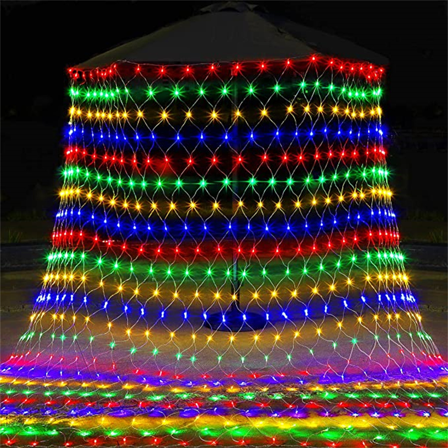 EU-Stecker 3x2m/2x2m führte Netz Lichterketten 8 Modi Weihnachts garten Lichter Girlande im Freien Hochzeit Party Zimmer Vorhang Lichterketten