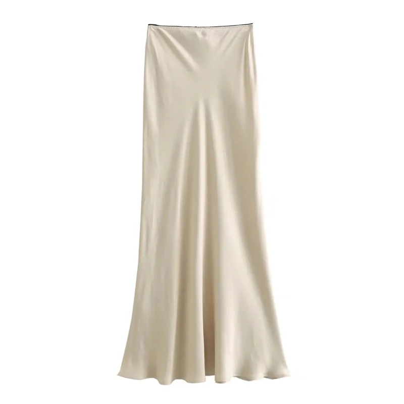 Asds Zwarte Satijnen Rok Vrouw Strik Elegante Lange Rokken Voor Vrouwen 2024 Zomer Hoge Taille Midi Rok Mode Nieuw In Damesrokken