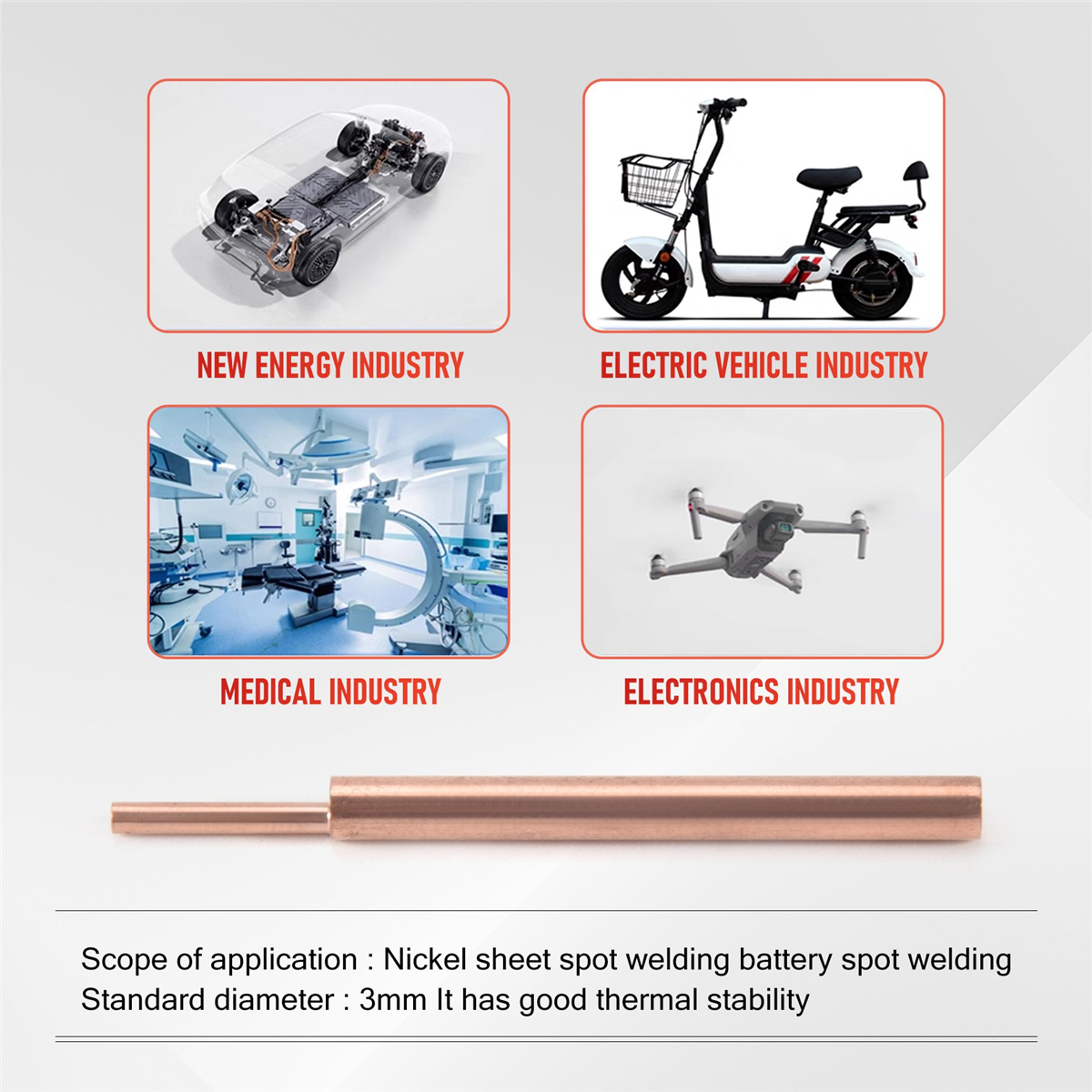 エキセントリックロッド溶接針,酸化アルミニウム溶接ペン,溶接バッテリー,ニッケルプレート,3mm,8個