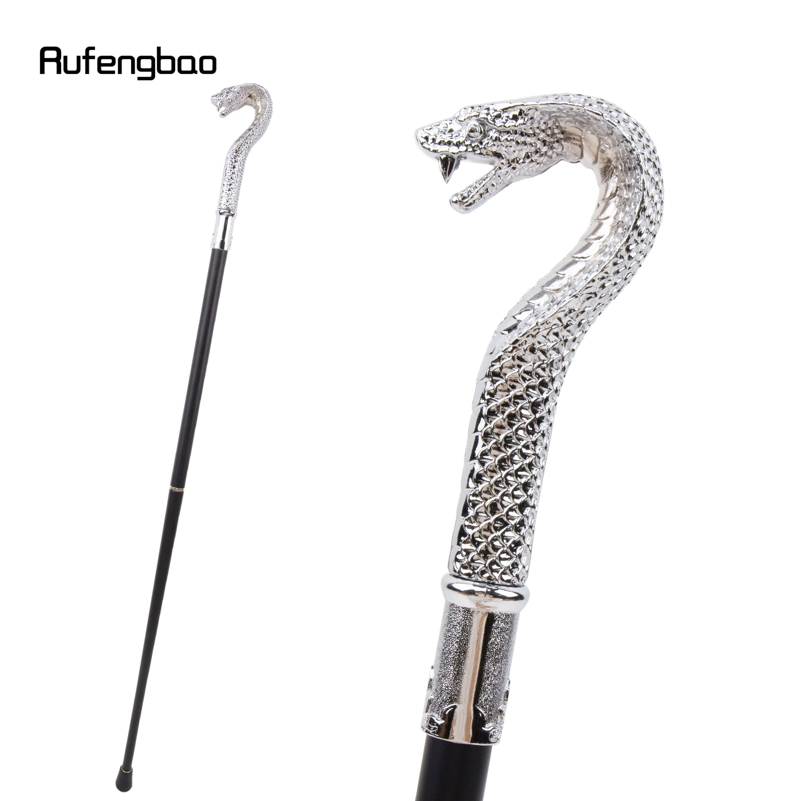 Bastón decorativo de lujo con mango de serpiente para fiesta, bastón elegante con perilla Crosier, 85cm, color blanco