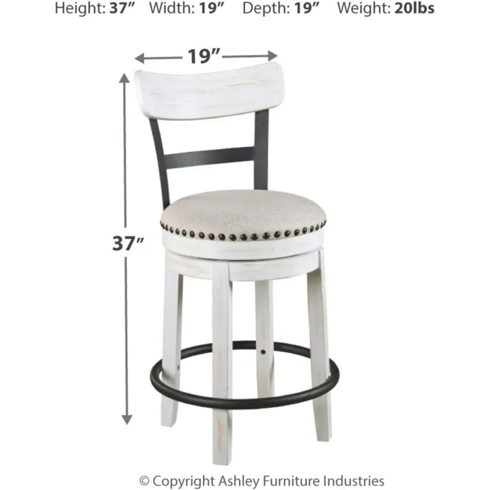 Valebeck 24.5" Modern Swivel Counter Height Barstool, Whitewash