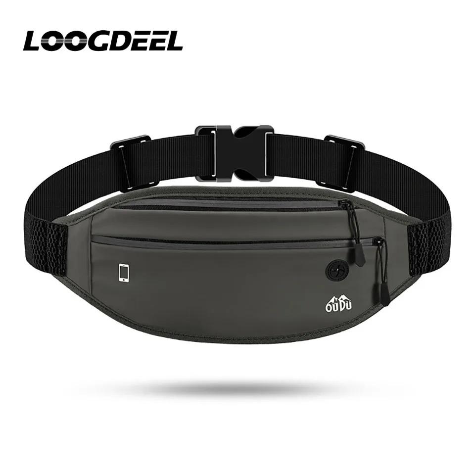 LOOGDEEL Gürteltasche für Sport, Handy, Schlüssel, Doppelreißverschluss, Mini-Tasche, Laufen, Wandern, Outdoor, wasserdicht, unsichtbar, für Männer und Frauen