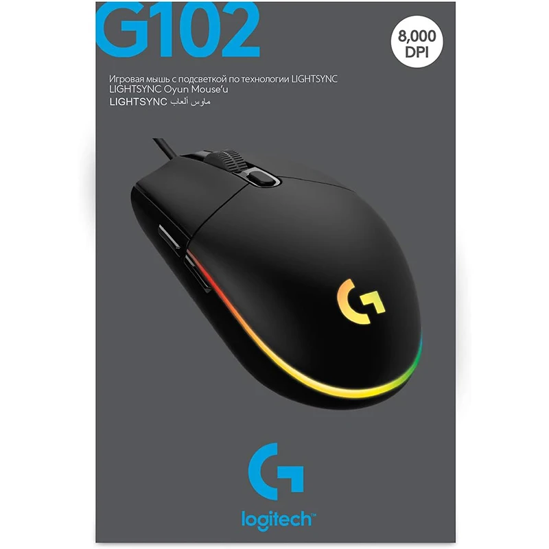 Ratón para juegos Logitech G102 LIGHTSPEED, ratón con cable de 8000 DPI, accesorios para ordenador portátil, sin versión de controlador, no se puede conectar al HUB G