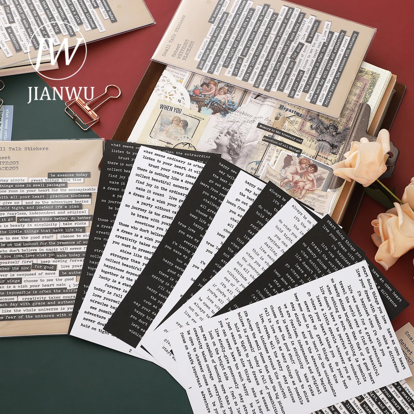 JIANWU 406 個ヴィンテージ英語ジャーナル装飾ステッカー DIY コラージュ素材スクラップブッキング電話ステッカー文具用品