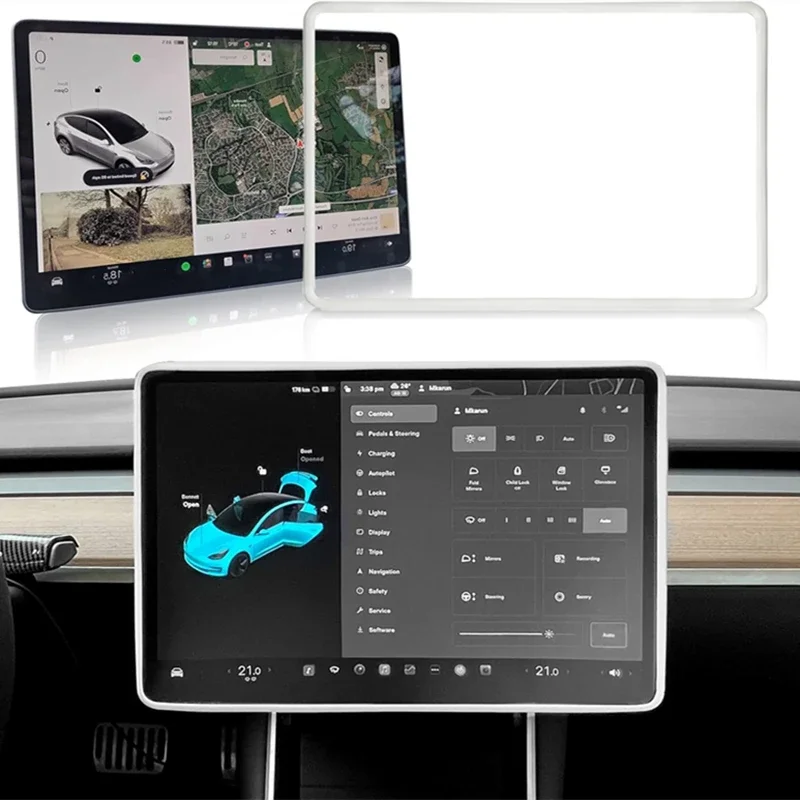 Für Tesla Modell 3/Y Silikon Schutz Rahmen Rand Abdeckung Zentrale Steuerung Display Navigation Screen Protector Auto Zubehör