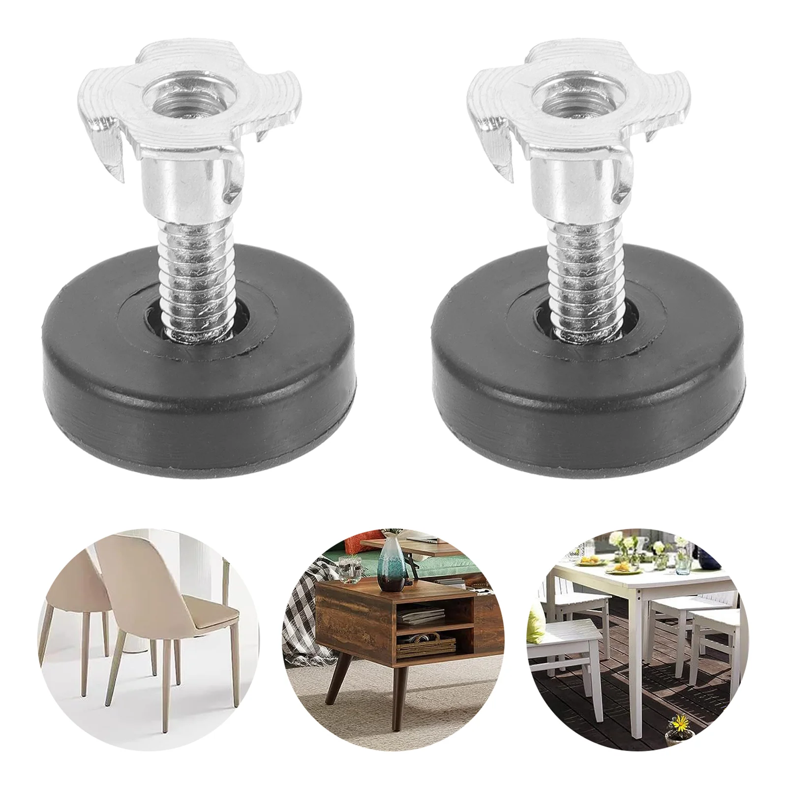 12 Pcs Adjustable Sofa Furniture Balance Feet with Square Nut Threaded Foot Pad Screw on Leveling Pads Leveler for Leg Levelers