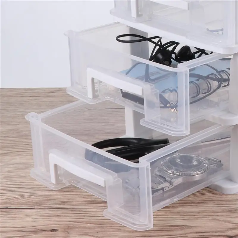 1pc  5/4/3/ Layer Clear Plastic Storage Cabinet Drawer Type Closet Desktop Storage Case Tiered Sundries Organizer Storage Box