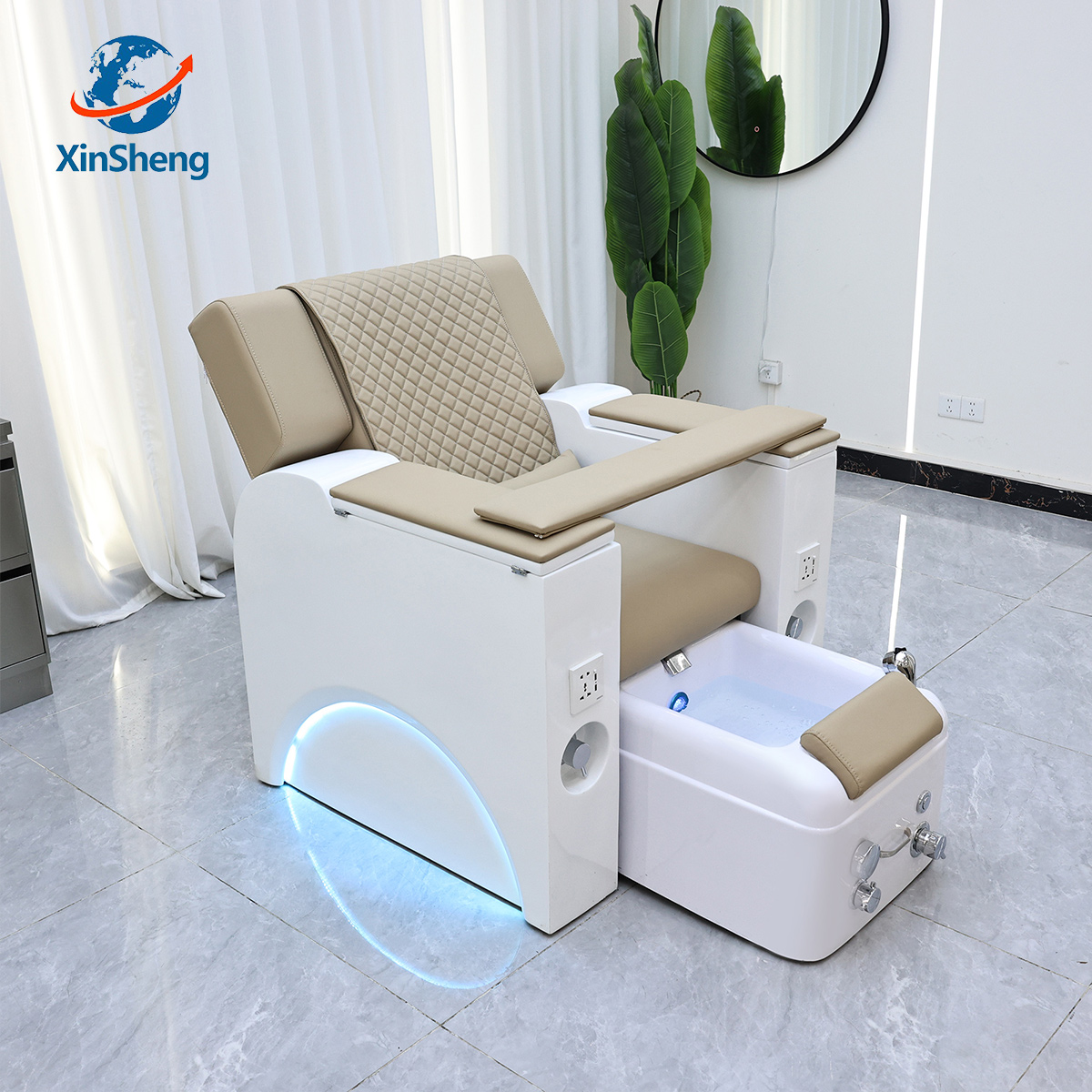XinSheg 2025 Electric Pedicure Foot Spa Chair Nail Salon Sofa with Automatic Back Massage Can Lift Type Reclining Manicure Sofa