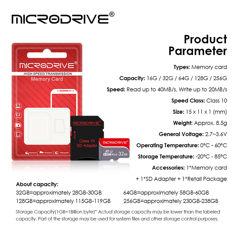 Memoria Flash De alta velocidad Mirco TF Tarjeta SD 256GB 128GB 64GB 32GB 16GB Clase 10 U3 Cartao De Memoria para Smartphone/PC