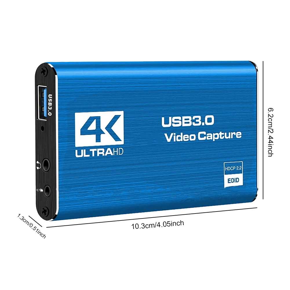 4K HDMI-Compatible USB 3.0 Video Capture Device 1080P 60FPS Audio Video Capture Card 60Hz for OBS Capturing Game Audio Mic Live