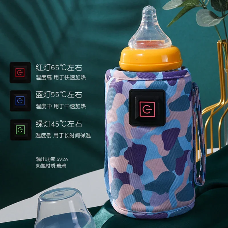 Bolsa térmica para biberón de leche de bebé de 3 engranajes, calentador de alimentación Universal USB para biberón de lactancia, protector térmico de leche portátil para viajar