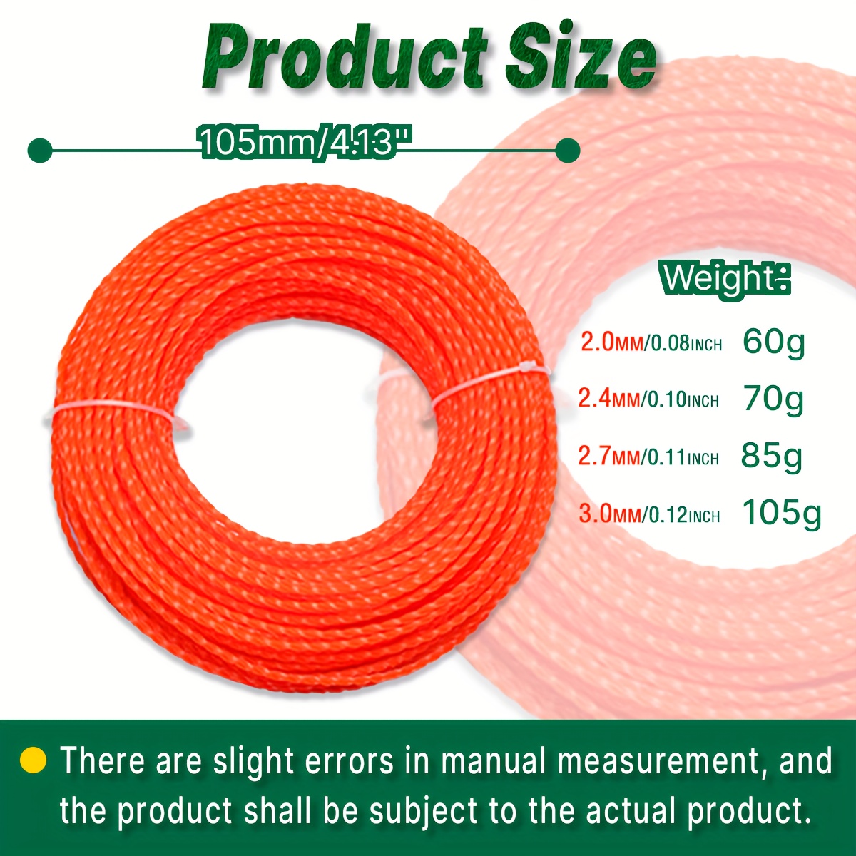 T TOVIA 15m*2.0mm/2.4mm/2.7mm/3mm Mowing Nylon Grass Trimmer Rope Brush Cutter Strimmer Line Mowing Wire Lawn Mower Accessory