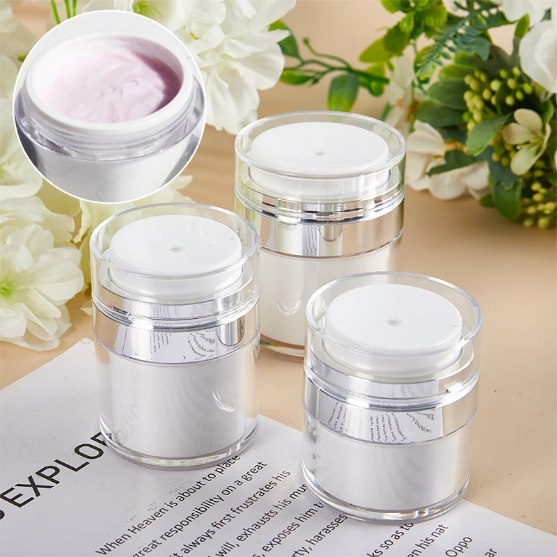 15/30/50ml 디스펜스 병 진공 디자인 크림 병 리필 가능 프레스 유형 모이스처 라이저 펌프 디스펜서 에어리스 펌프 용기