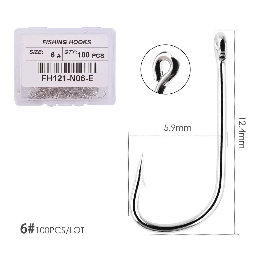 100 Móc Câu Cá Pint Móc Với Mắt Biển Móc Thép Không Gỉ Trắng Lớn Thêm Cán Dài Chủ Fishhook Câu Cá giải Quyết Hộp