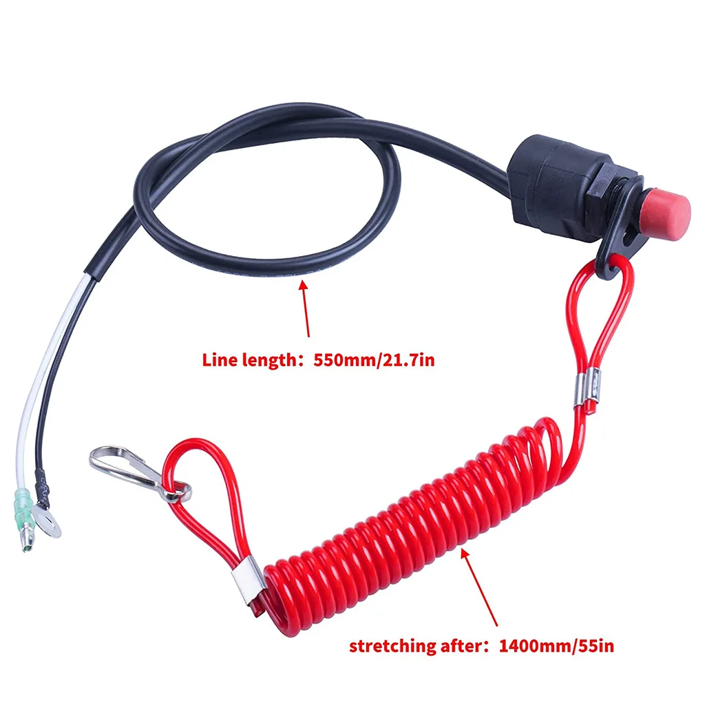 Outboard Engine Motor Scooter ATV Kill Stop Switch Safety Tether Cord Lanyard