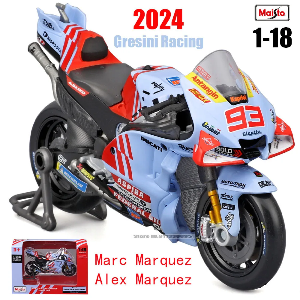 Maisto 1:18 2024 Gresini Racing MotoGP # 93 Marc Marquez # 73 Alex Marquez odlew stopu motocykla Model kolekcja prezent zabawka