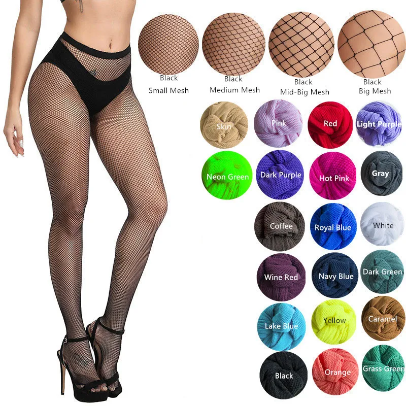ผู้หญิงเซ็กซี่ Fishnet ถุงน่อง Multicolor Plus ขนาด Pantyhose สีขนาดเล็กกลางตาข่ายขนาดใหญ่ปลา Nets แน่น Anti Hook กางเกงไนลอน