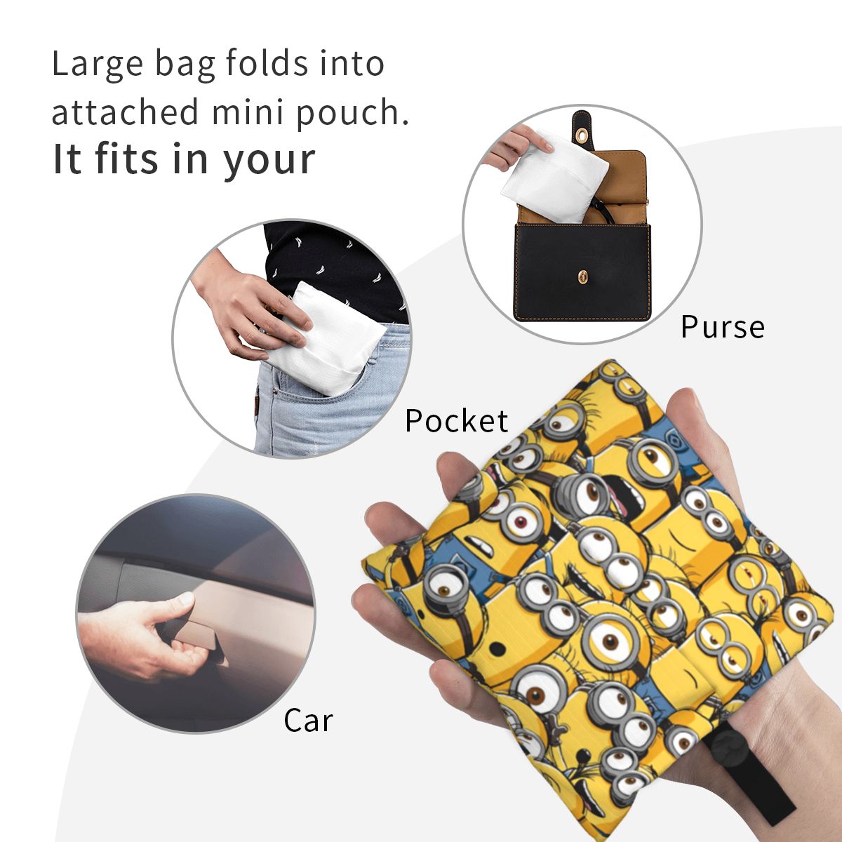 Tas belanja Minion kartun cetak 3D tas belanja desainer tas Tote kasual wanita tas tangan siswa kantor poliester