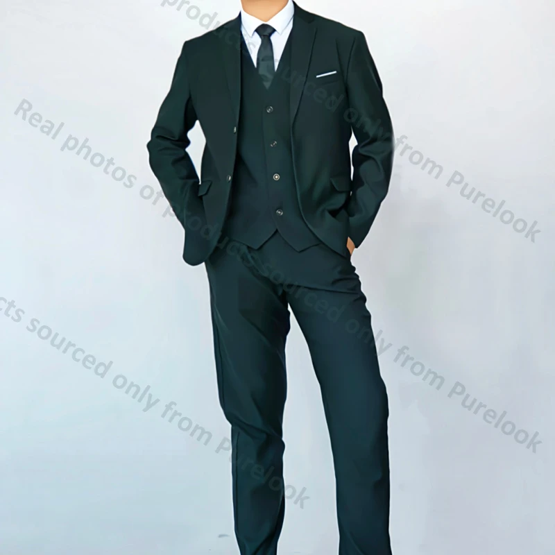 Herren Business Freizeit anzug für Hochzeiten, echter Blazer, Weste und Hose, große und große, schmal geschnittene Weste, Anzug hose, US-Größe