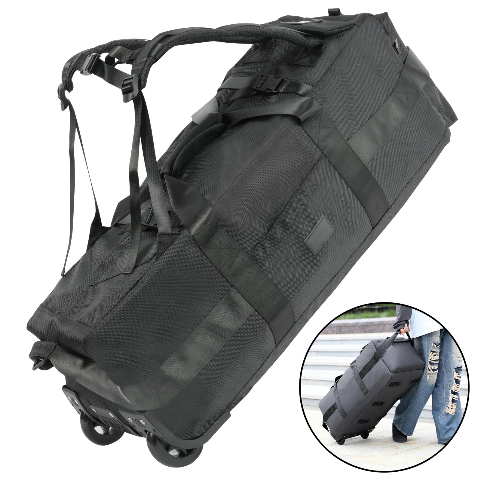 Bolsa de viagem dobrável para 80l, com rodas, 31 ", resistente, dobrável, bagagem com rodas, resistente à água, com alça de ombro