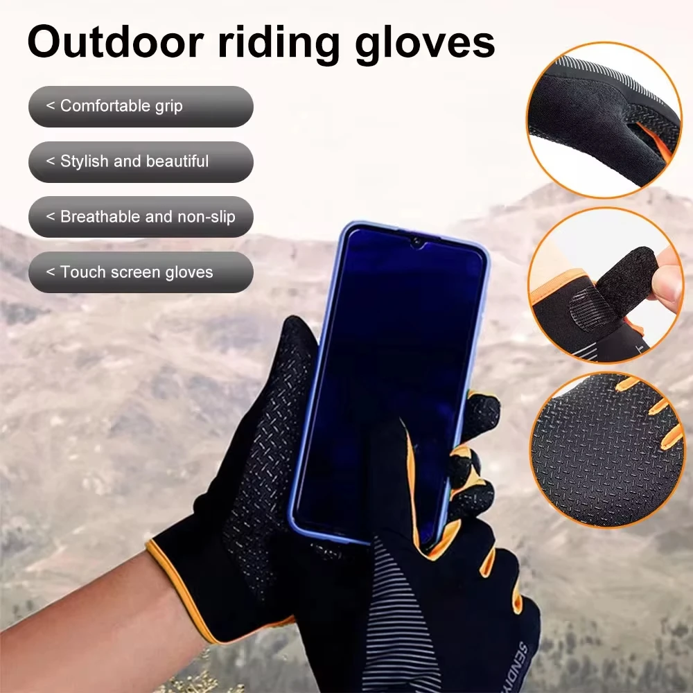 ถุงมือขี่จักรยาน Full Finger Touch Screen รถจักรยานยนต์จักรยาน MTB จักรยานถุงมือยิมการฝึกอบรมถุงมือตกปลากลางแจ้งมือ Guantes